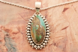 Artie Yellowhorse Genuine Royston Turquoise Sterling Silver Pendant